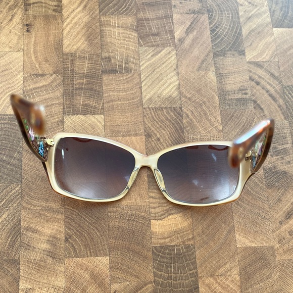 Coach Tortoiseshell Sunglasses with Floral Temples on inside - Brown - Picture 4 of 4
